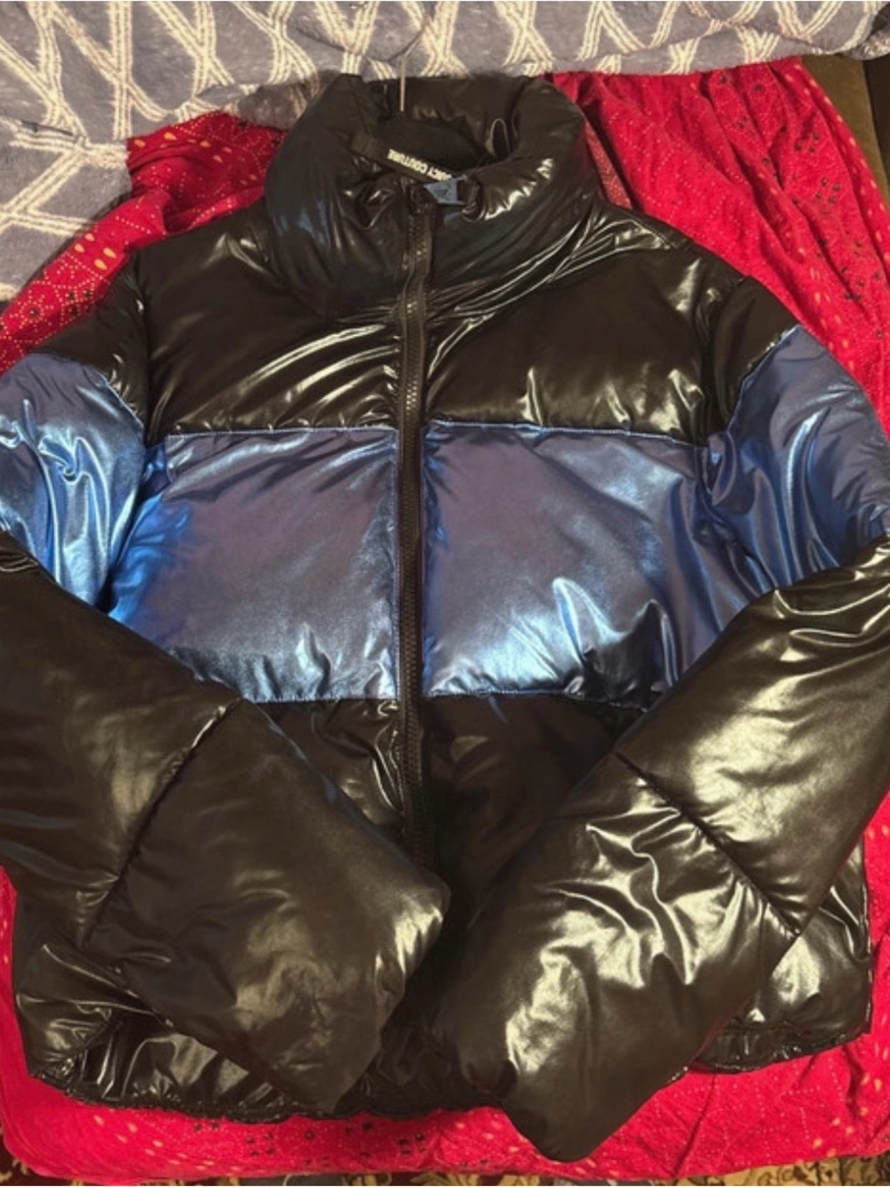 Juicy Couture Black and Blue Puffer Jacket